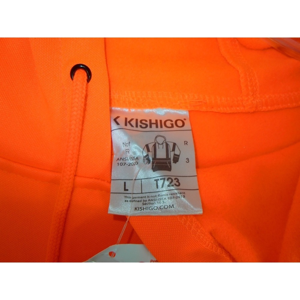 Kishigo High Visibility Hooded Sweatshirt Class 3 Safety Hoodie Orange Size L - Picture 3 of 12